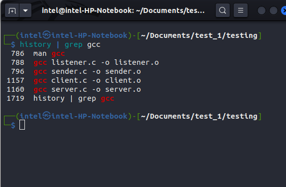 piping the output of history command to grep command