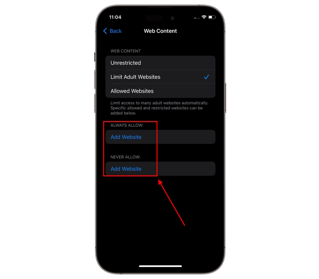 block websites on iPhone