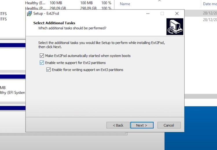 Ext2fsd uncheck option