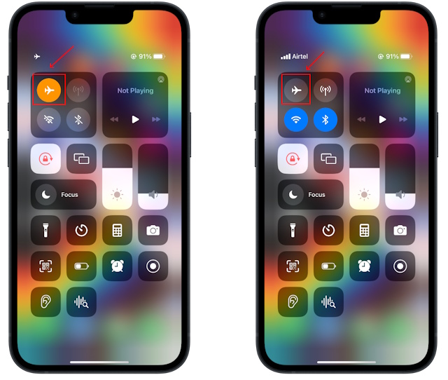 Toggle Airplane Mode from Control Panel iPhone