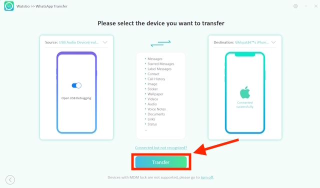 Transfer WhatsApp from Android to iPhone