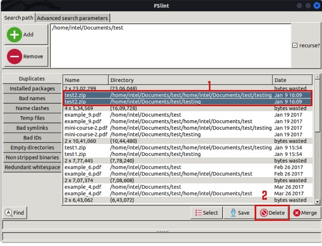 selecting duplicate files to delete