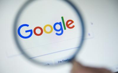 Google search under a Magnifying Glass