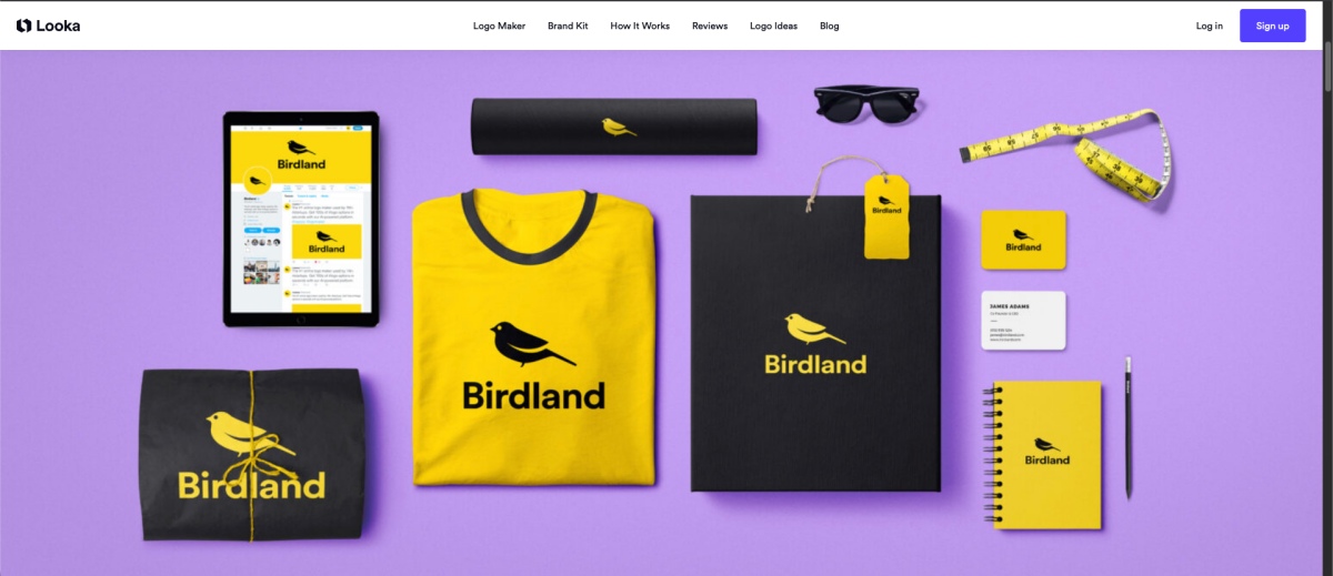 Looka AI logo generator tool landing page screenshot