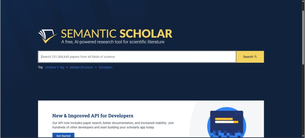 Scemantic Scholar Screenshot