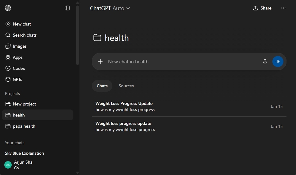 create projects inside chatgpt