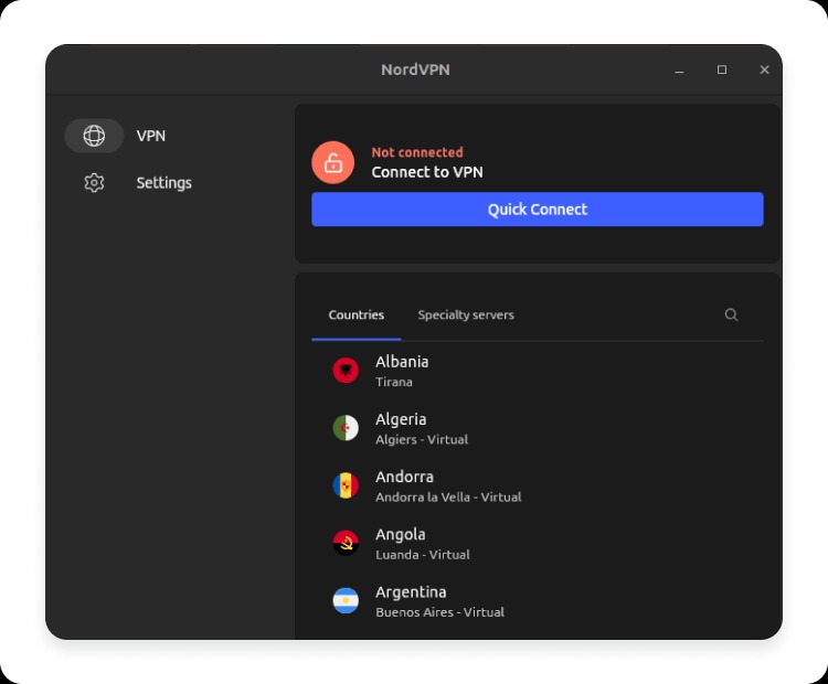 nordvpn client in linux