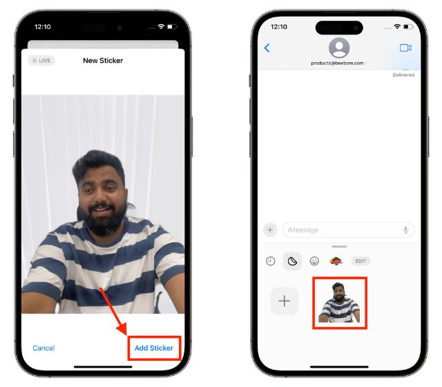 add live stickers on iPhone