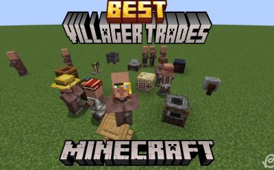 Lots of villagers with different professions with their workstation blocks