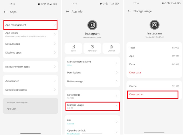 Clearing Instagram App Cache on Android
