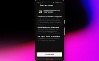 Option to Deactivate or Delete a Threads Account
