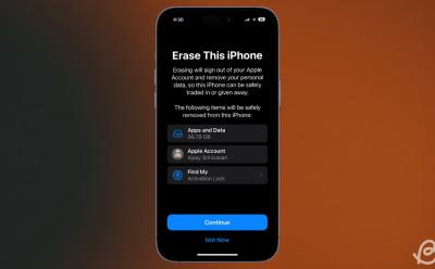 illustration of an iPhone previewing the Erase This iPhone screen as part of the process to factory reset the device