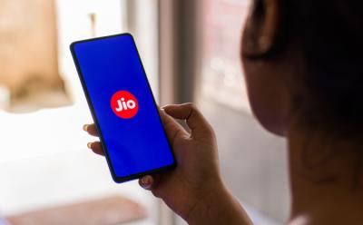Jio logo on a smartphone