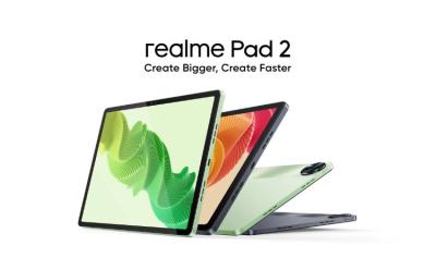 Realme Pad 2 in black and green color options