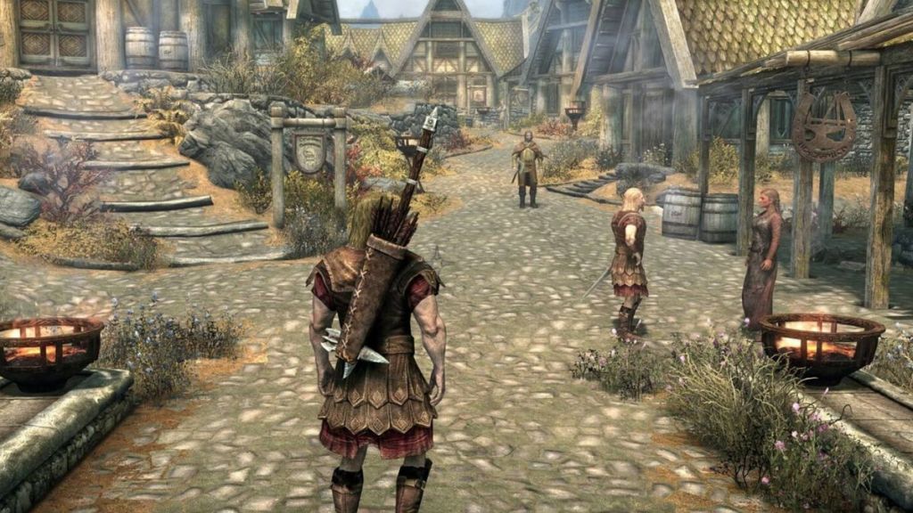 Strolling through Whiterun in Skyrim