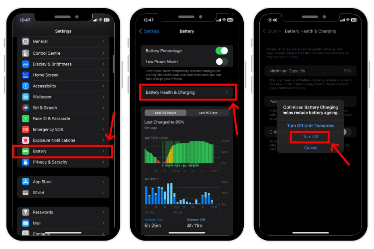 Turn Off Optimized Battery Charging on iPhone
