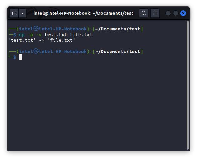 preserving the file permissions with the -p flag