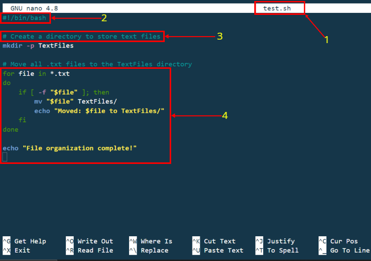 writing a bash script to move all txt files into a separate directory