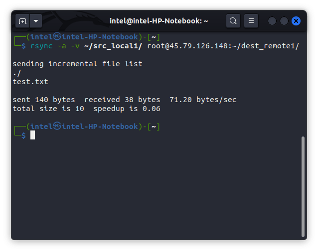 using rsync to copy file from a local system to a remote Linux system