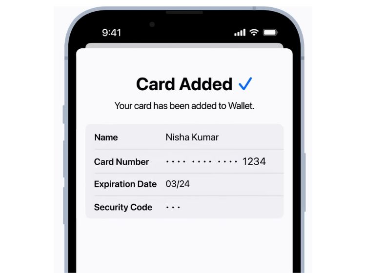 Apple Pay set up complete on iPhone