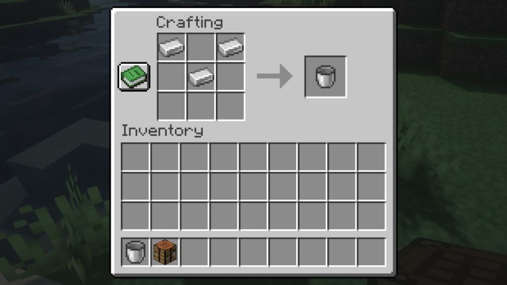 Bucket crafting recipe in Minecraft