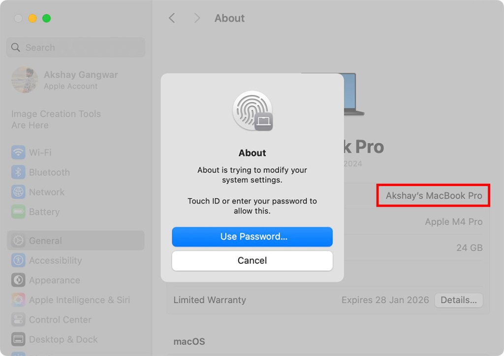 Change MacBook AirDrop name