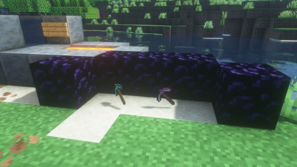 Diamond and Netherite pickaxe required to break obsidian and collect