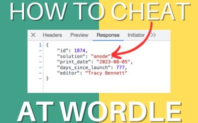 a screenshot teasing how to cheat at wordle