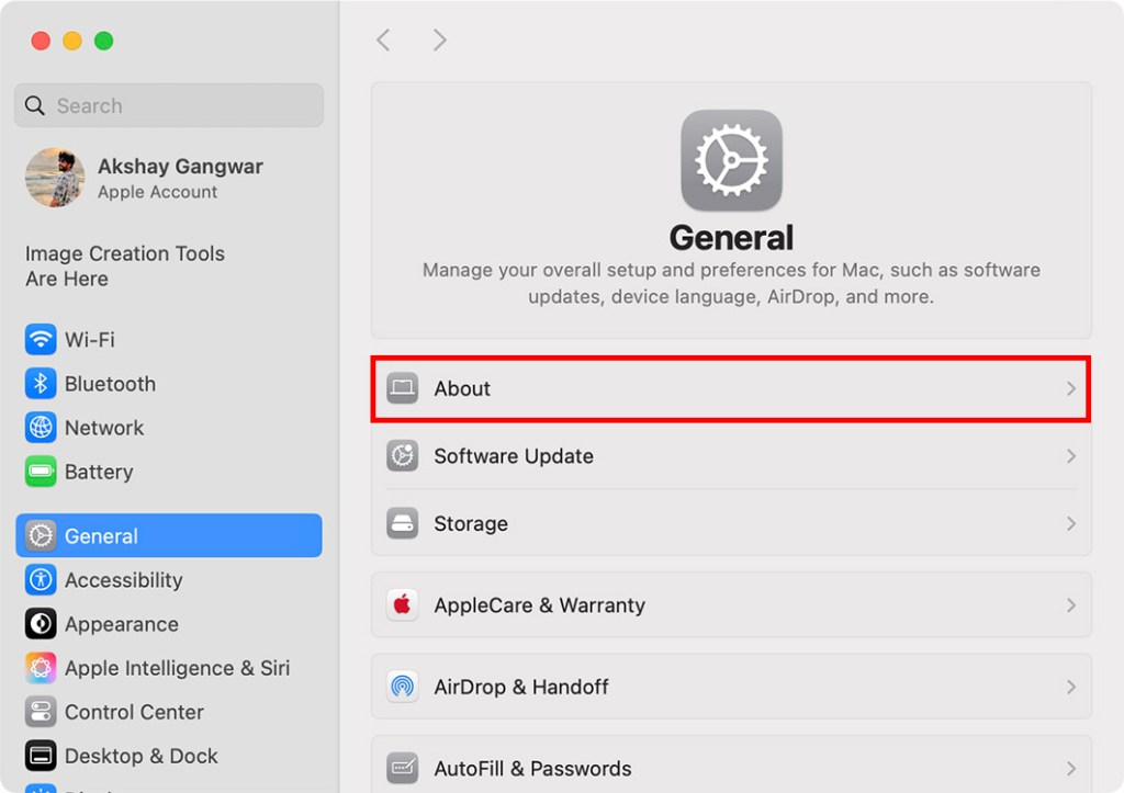 MacBook general settings