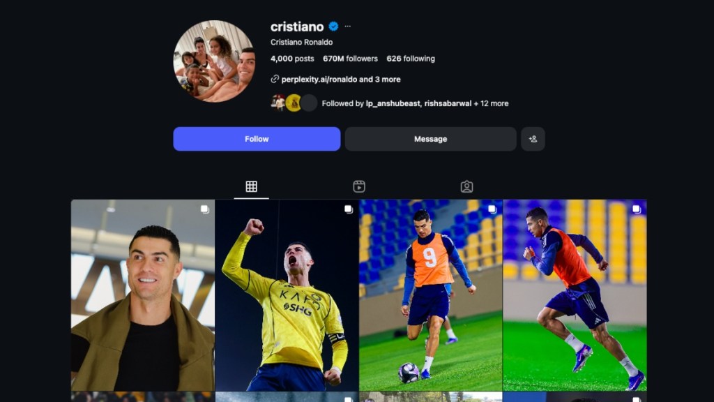 Most followed Instagram Account Cristiano Ronaldo screenshot