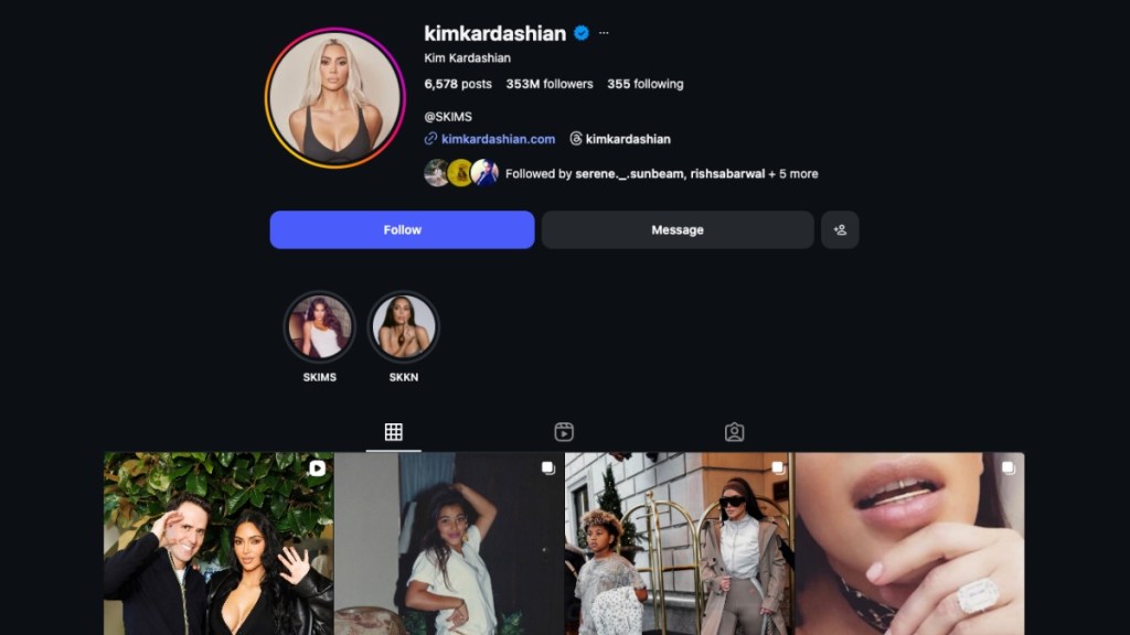 Most followed Instagram account Kim Kardashian screenshot