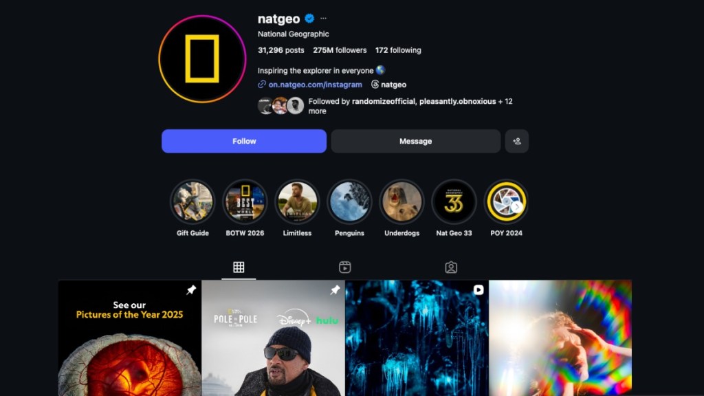 Most followed Instagram account Nat Geo screenshot 