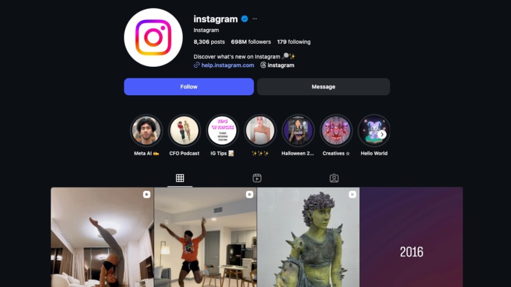 Most followed Instagram account screenshot 