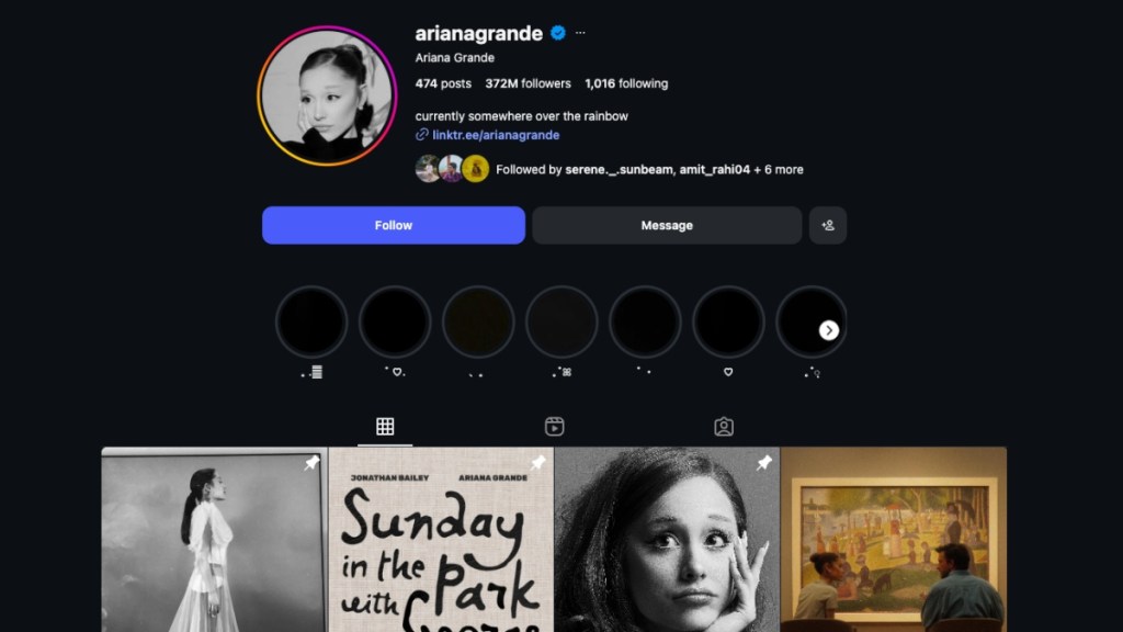 Most followed account on Instagram Ariana Grande screenshot
