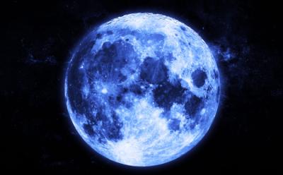 This image represents a supermoon occurrence known as the Blue Moon