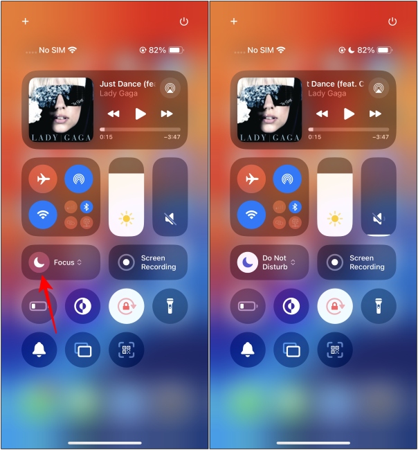 Turn on Do Not Disturb mode from Control Center