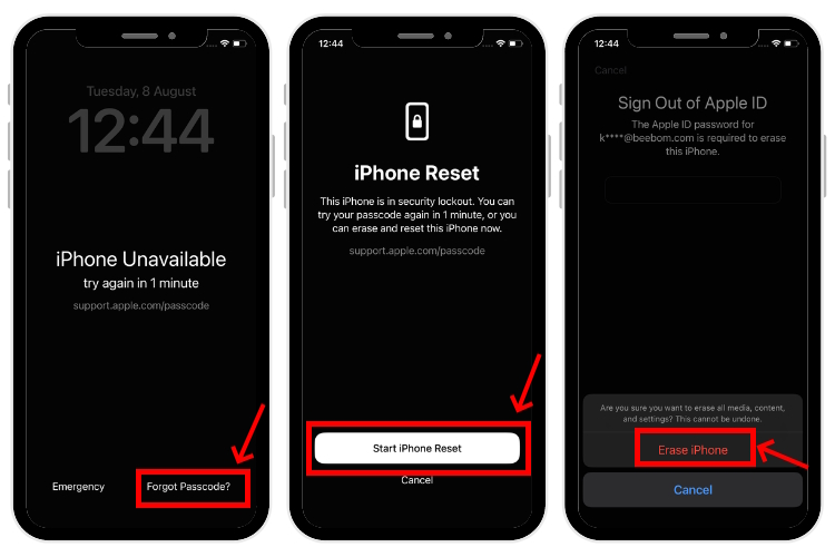 iPhone reset option