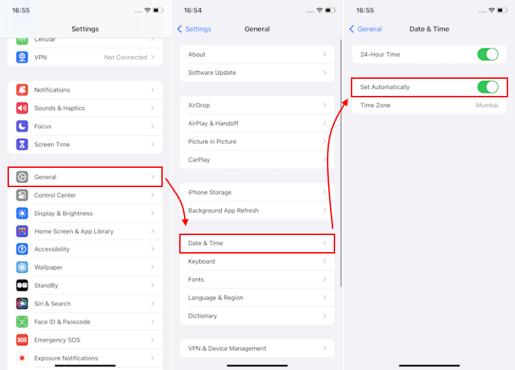 set time and date automatically on iphone