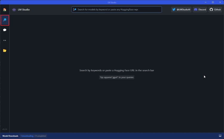 search tab in LM Studio