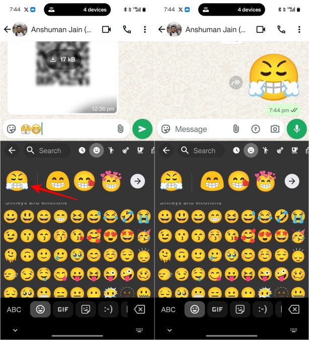Combining emojis in Gboard app and sharing the emoji kitchen creation in chat