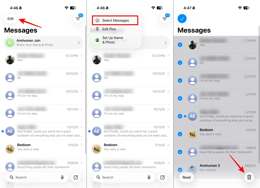 Deleting Existing iMessage Chats on iPhone