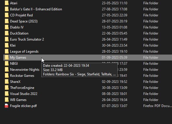 Open My Games folder
