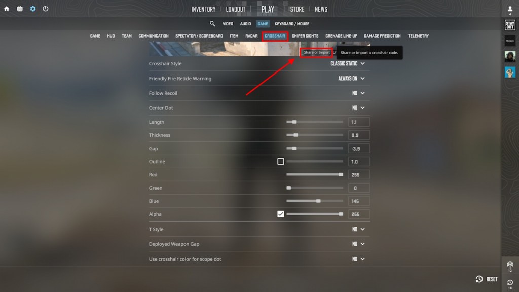 CS2 Crosshair Import Button