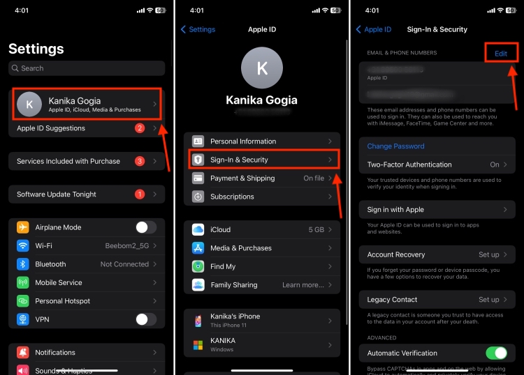 Change Apple ID on iPhone