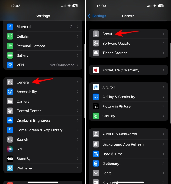 Screenshot providing steps to check for Network Provider settings update on iPhone