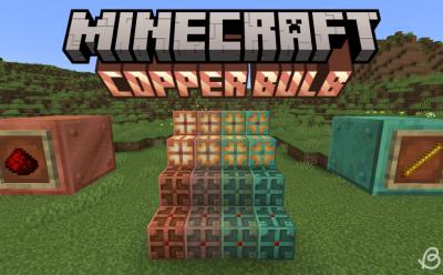 Copper bulbs in all oxidation stages, both powered and disabled in Minecraft 1.21