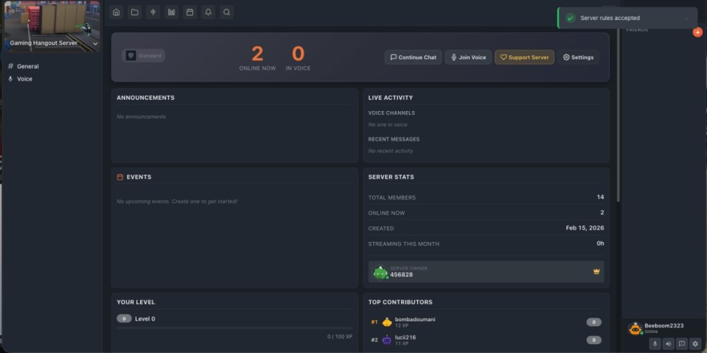 GameVox Discord alternative in server screenshot