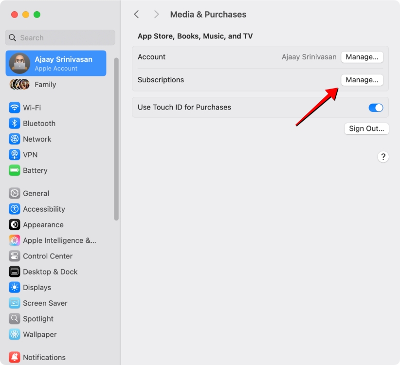 screenshots demonstrating the process of canceling Apple Music subscription on Mac using Settings App