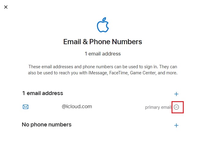 remove primary address in apple account
