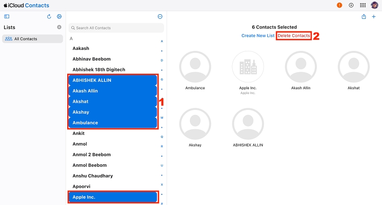 Select multiple Contacts